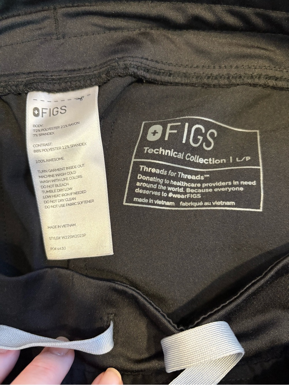Figs Yola Scrub Pants, Black, LP - Picture 2 of 2
